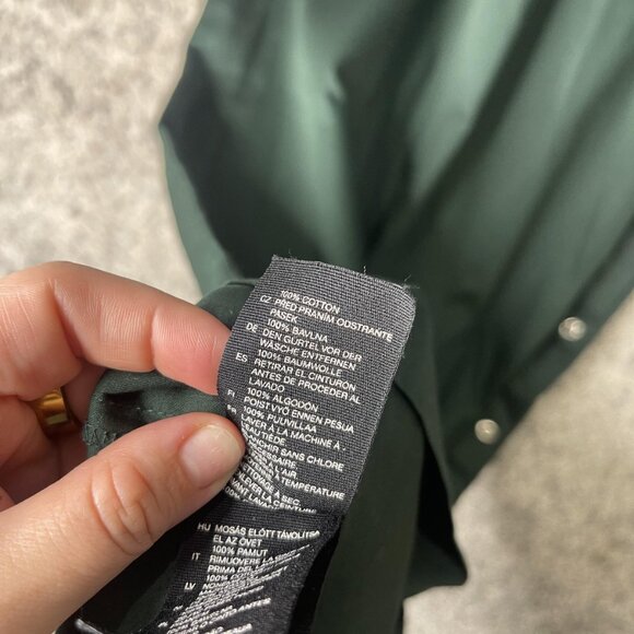 & Other Stories Dress Womens US 4 Green Side Snap Short Sleeve Shift Utility - Picture 6 of 7